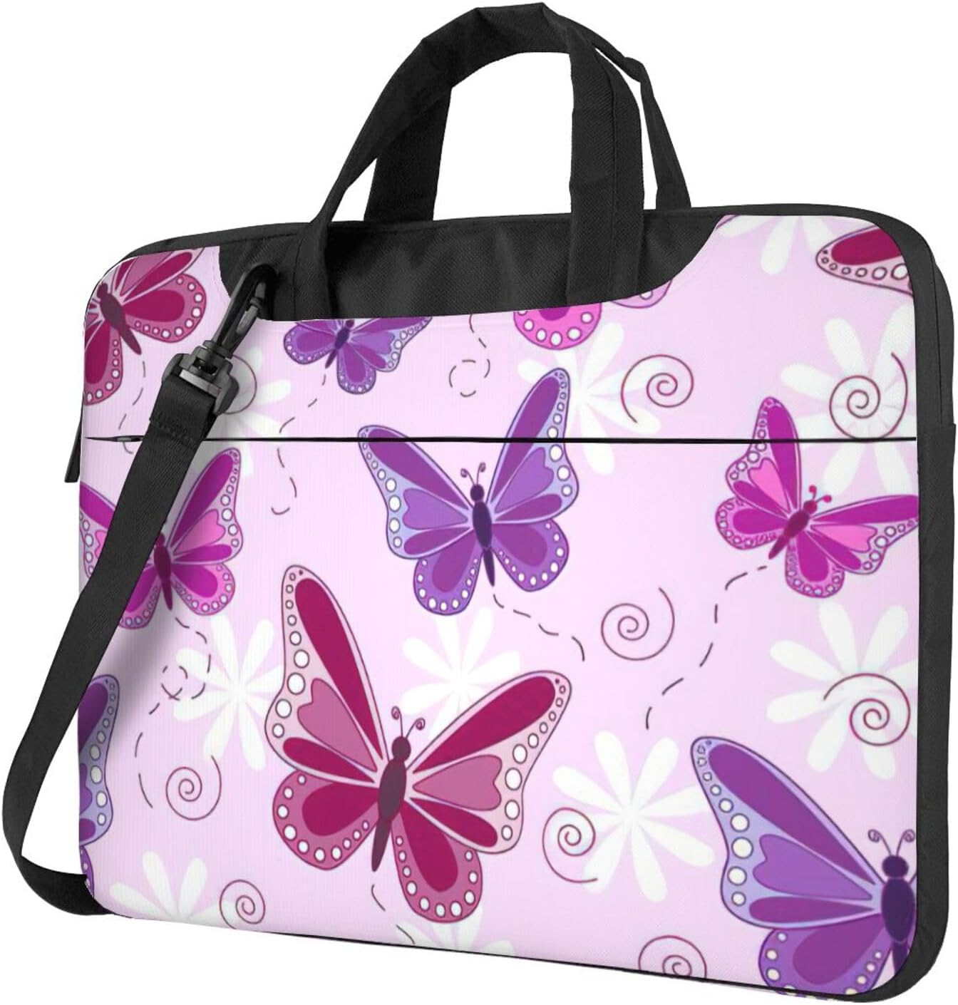 butterfly Print Laptop Shoulder Bag Messenger Bag Notebook with Accessories Pocket 13/14/15.6 inch