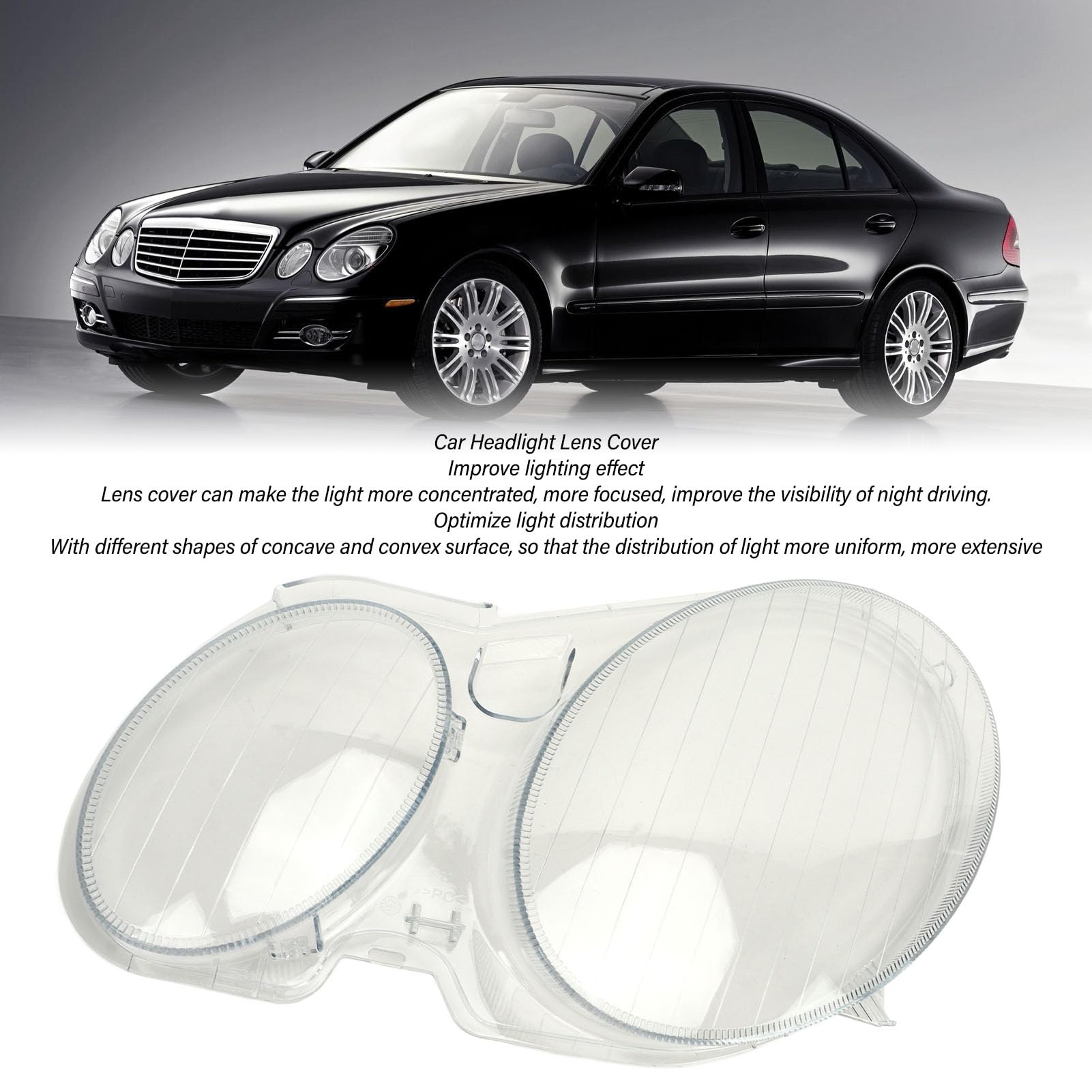 1 par de Lentes de Faro Izquierdo Derecho, Cubierta de Lente de Faro de Coche, Reemplazo de Carcasa de Lente de Faro Transparente paraClase E W211 E280 2002 a 2008