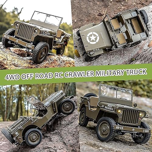 Vista 4 de FMS Rochobby RC12001RTR RC Car 112 1941 MB Scaler Willys Jeep Remote Control Crawler Military Truck 4x4 Vehículo todoterreno con transmisor