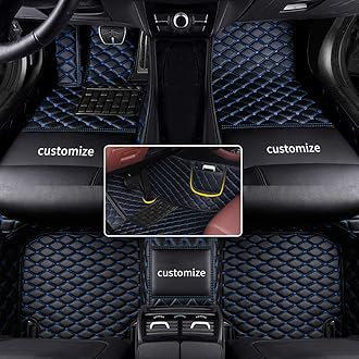 Muchkey car Floor Mats fit for Toyota RAV4 1999-2025 Custom Style Luxury Leather All Weather Protection Floor Liners Black-Blue-Color