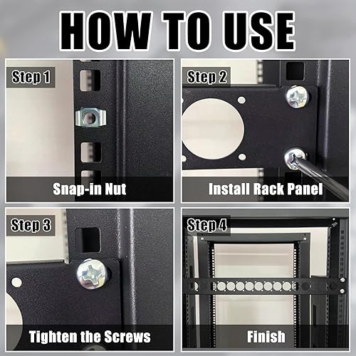 Miniatura 4 de 4 conectores de panel de montaje en rack de 1U XLR HDMI con tornillos M6, panel de componentes perforados de metal para recinto de audio, servidor,