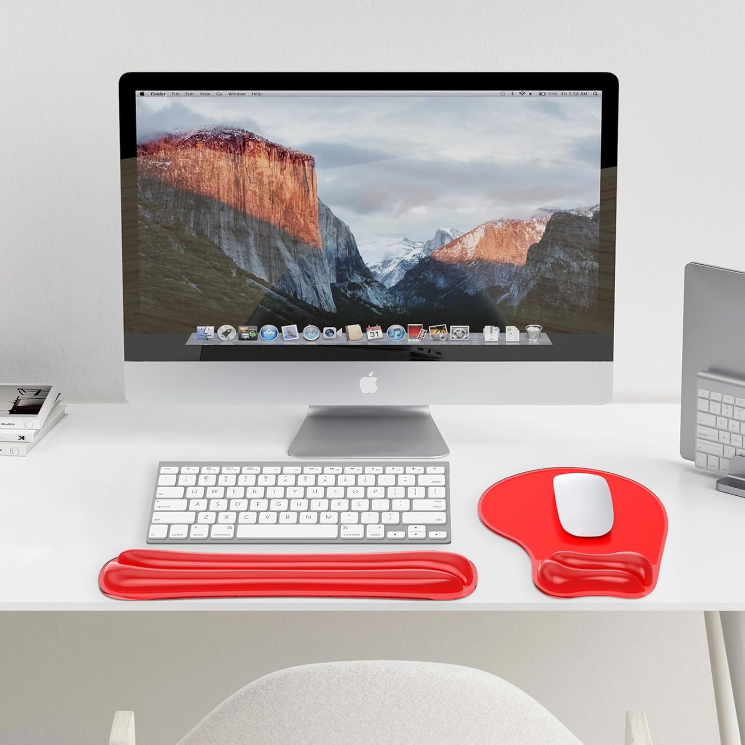Gel Mouse pad & Keyboard Wrist Rest Set, Ergonomic Keyboard and Mousepad with Wrist Support, Keyboards Wrist Rest, Computer Keyboards Pad, Cooling Gel Red - Image 6