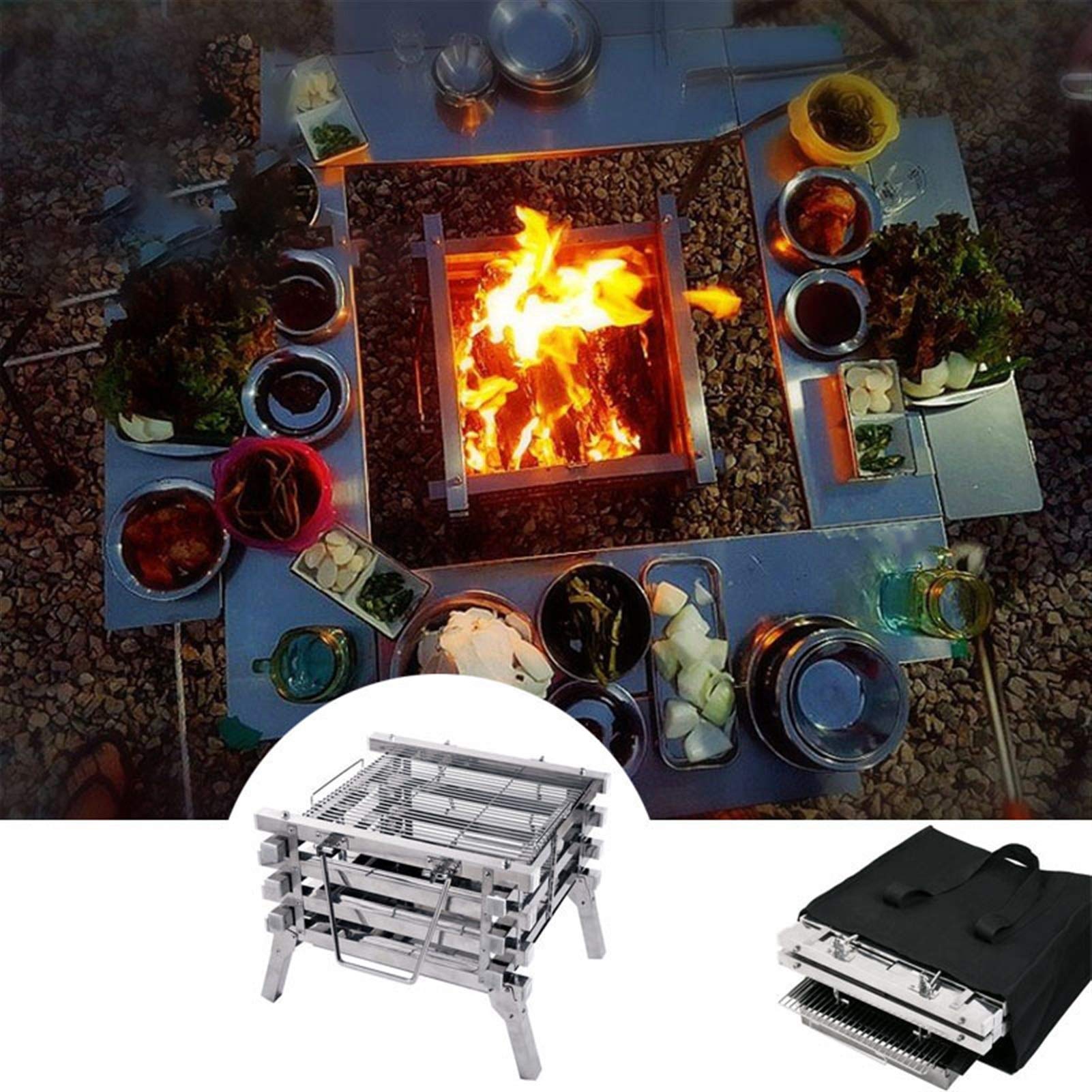 Griglia per barbecue da tavolo per picnic in giardino Griglia a carbone per feste Griglia a carbone premium Griglia in ghisa Grandi picnic Griglia per barbecue all'aperto Scaffale per esterni piccol