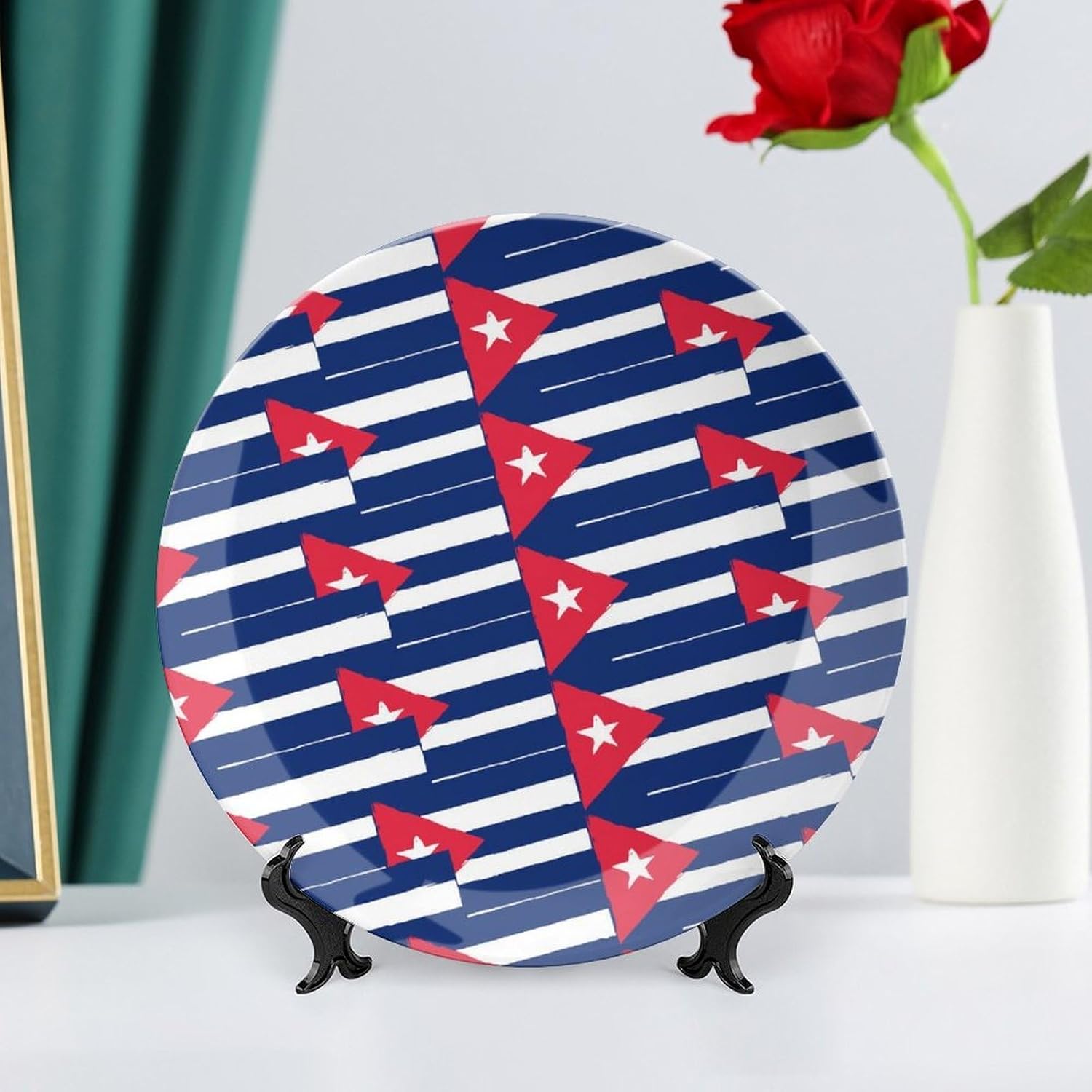 Cuba Flag Or Banner Bone China Decorative Porcelain Plates Dinnerware Ornaments