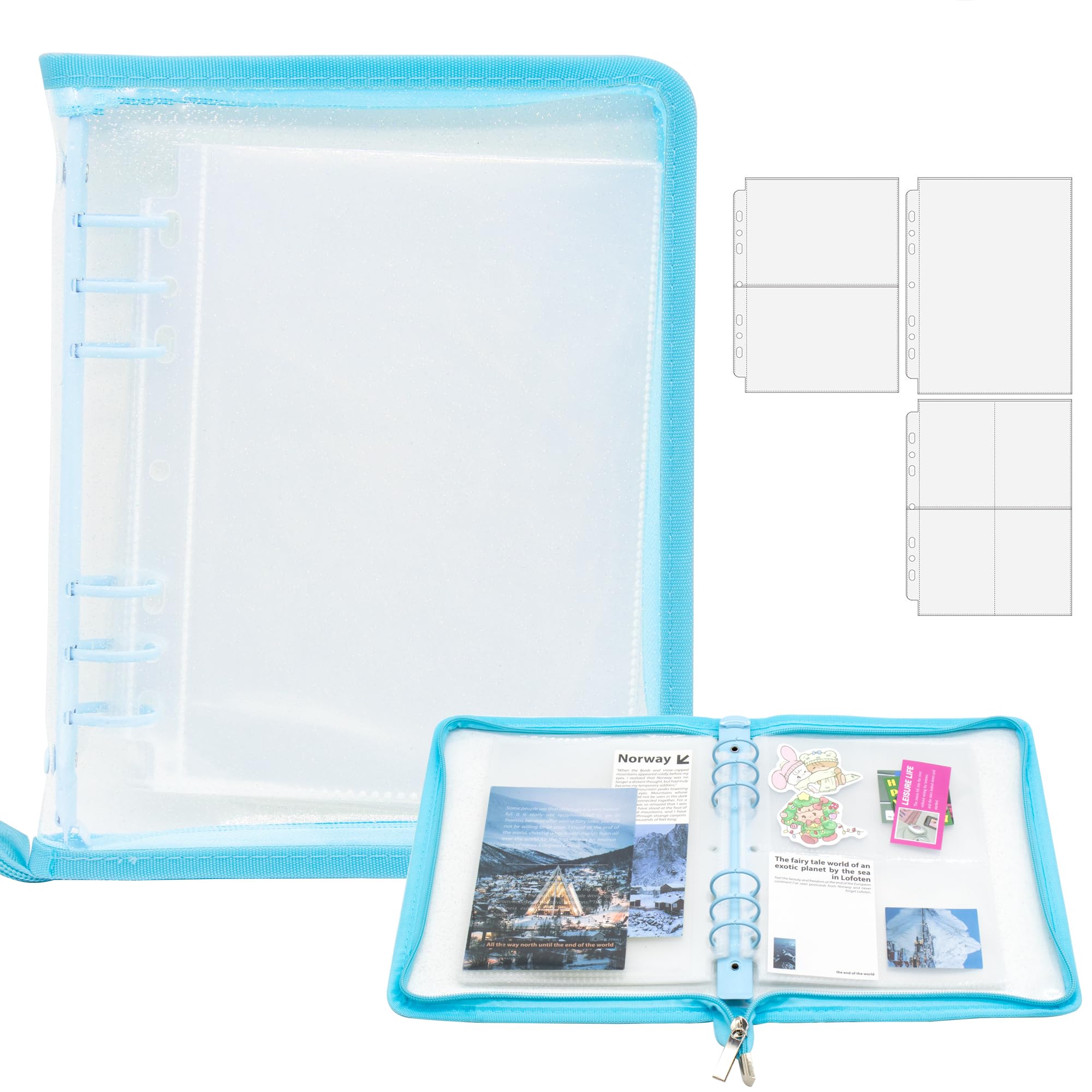 A5 Sticker Storage Binder with Zipper Closure, Reusable Sticker Organizer Album with Pockets, Perfect for Collecting, Organizing, and Displaying
