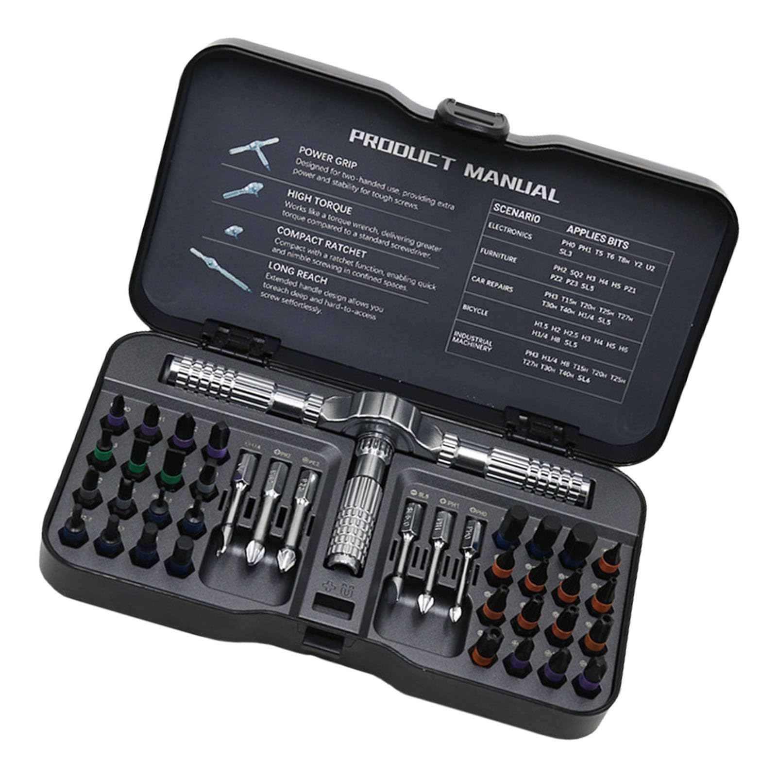 Kalttoy 40 Piece Ratchet Scr 40 Piece Ratcheting Screwdriver Set Resistant Ergonomic Handle Portable Tool For Diyer Projects Electronics Antislip Grip Ratcheting Screwdriver
