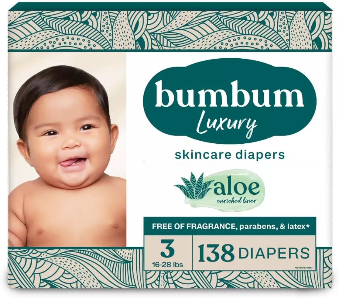 New Premium Soft Bum-Bum Luxury Diapers, Size 3, 138 Count - Fragrance-Free (Pack of 1)
