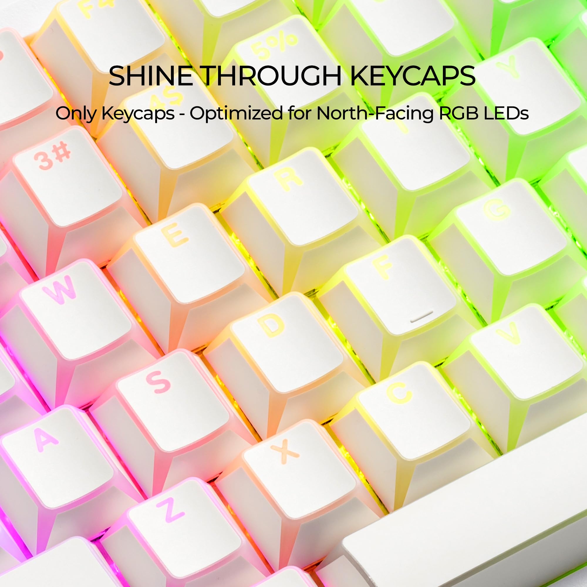 GMKWTL XVX White Shine Through Keycaps Tastiera,PBT Keycaps Profilo Ciliey, Set di keycap traslucidi personalizzati Adatto per 60% 65% 75% 80% 100% Tastiera Meccanica