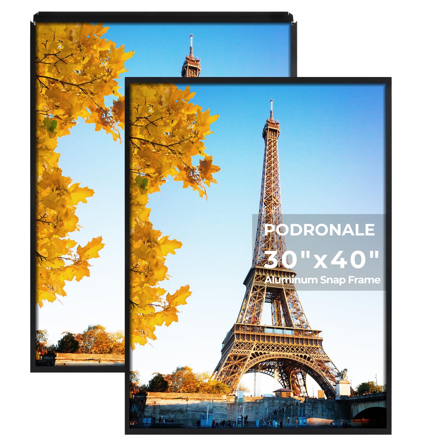 Podronale 30x40 Inch Poster Frame, Plexiglass, Set of 2, Black