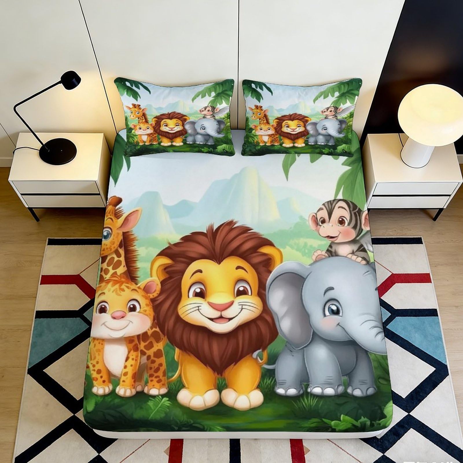 Kzqjxnhpcr Style-1 3D Printed Animal Paradise Fitted Sheet Microfiber Non-Slip Deep Pocket Jungle Mattress Fitted Cover For Bedroom 90X200x25cm 90X200x25cm