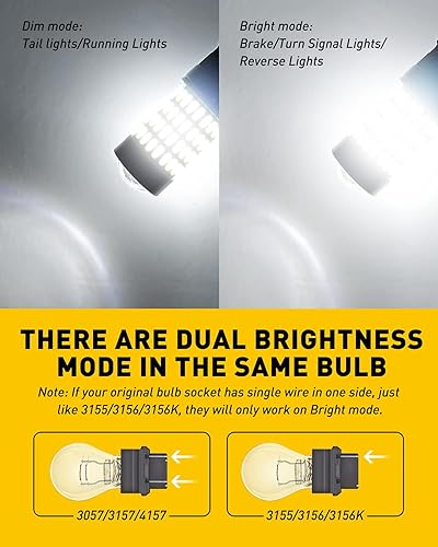 Miniatura 42 de Auxito Focos LED 3157 mejorados, rojo, 500% más brillantes, 3056, 3156, 3057, 4157, chip 102-SMD, proyector para luces de freno, freno trasero