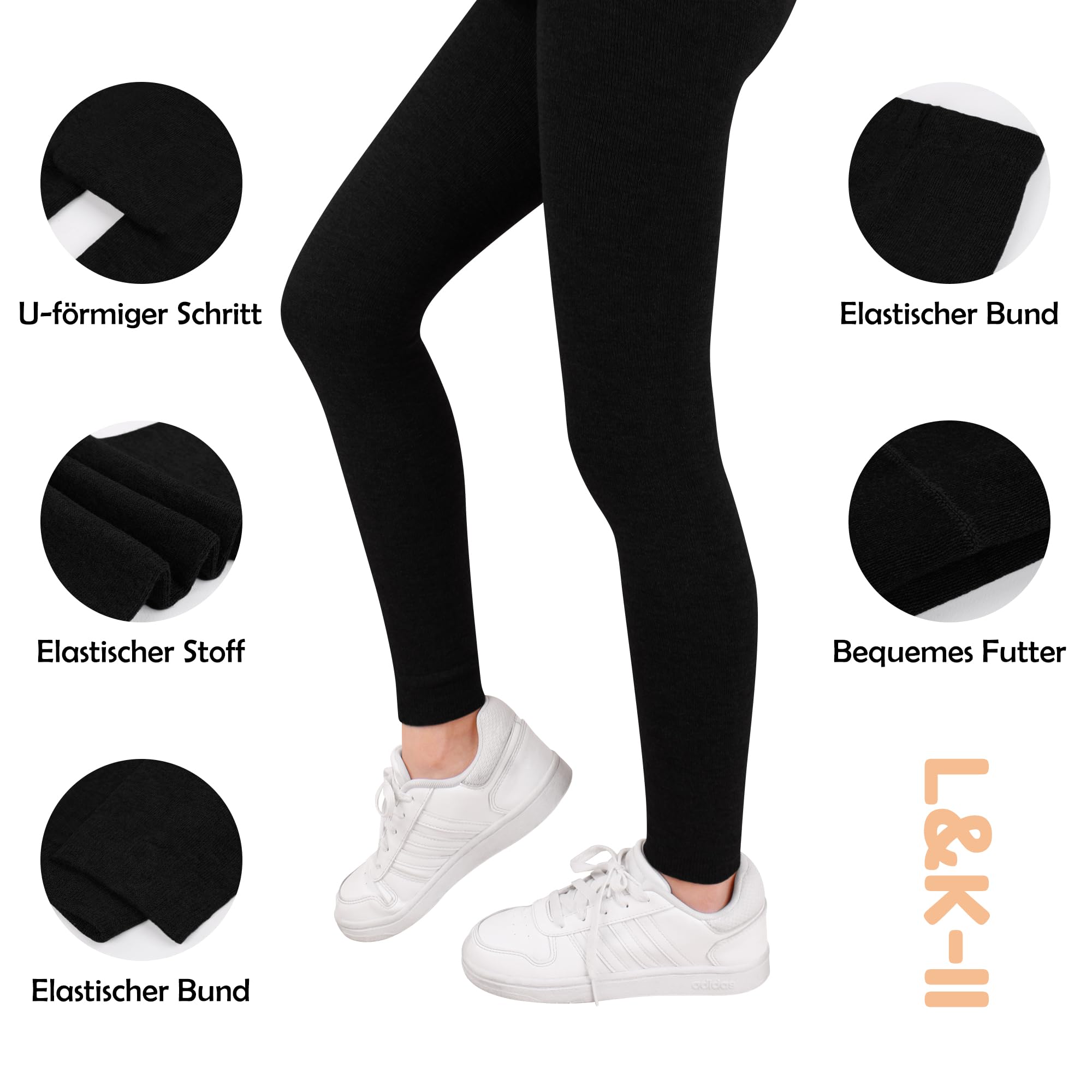 L&K-II Lot de 3 Leggings pour garçons Pantalons Enfants Automne Printemps Coton Longueur Cheville