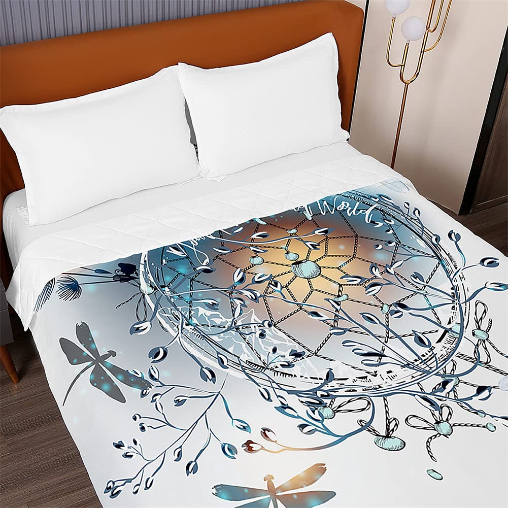 Couvre-lits matelassés 3D libellule dessus de lit microfibre 230x280cm pour lit 2 personnes
