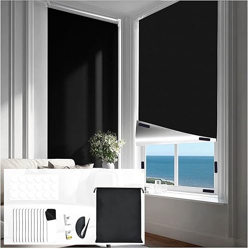 Miniatura 10 de Cortinas opacas para dormitorio, cubierta opaca portátil para ventana, persianas opacas sin taladro, cortinas opacas cortables, para ventanas de