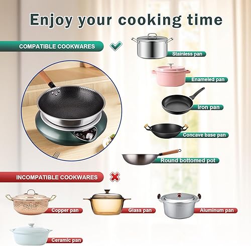 Miniatura 4 de Wok de inducción Quemador de inducción 1700W85V  120V Wok eléctrico Superficie curvada Cocina electrónica Estufas cóncavas