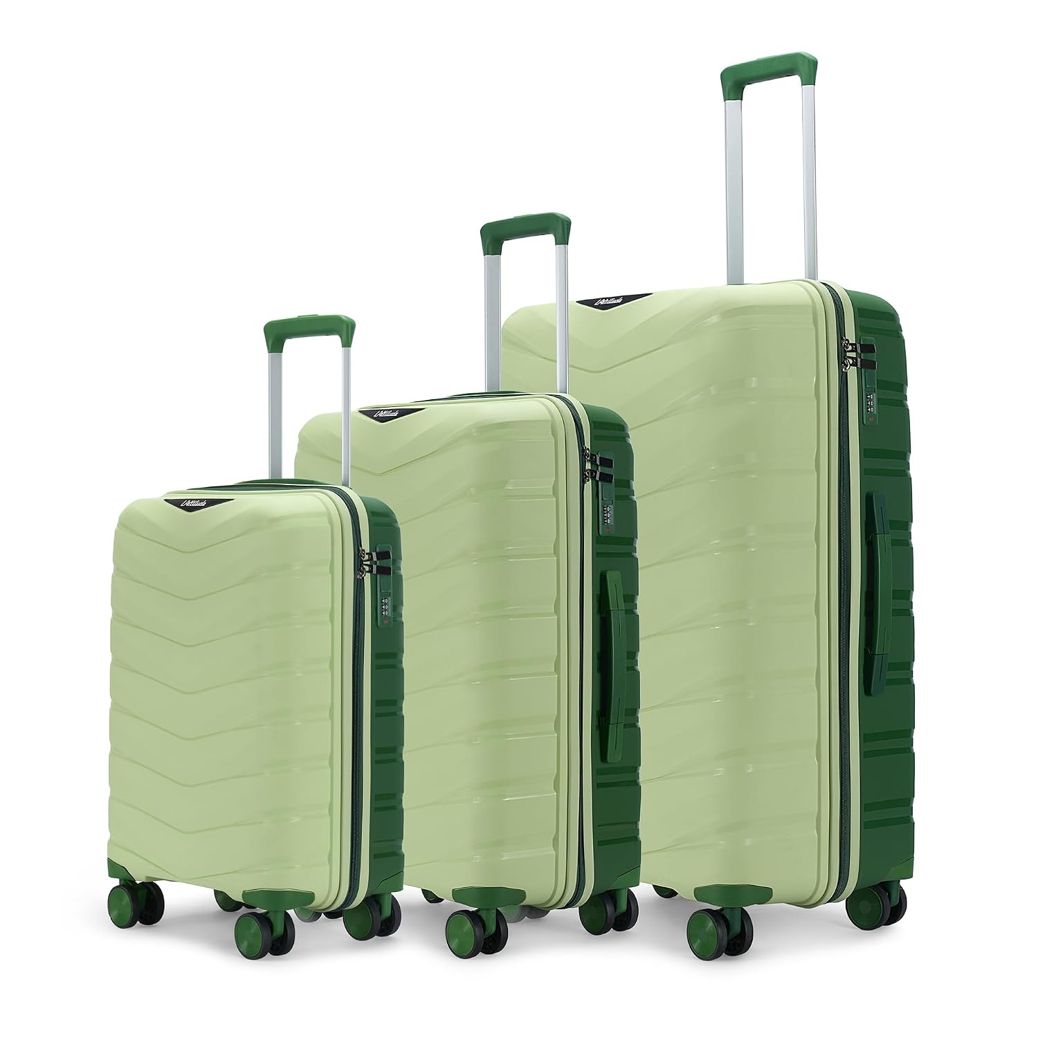 Axis Set of 3 PP Trolley Bags (55, 65, 75 cm) with 8 Wheels and Number Lock, Green at ₹4,083 (90% Off) – Amazon