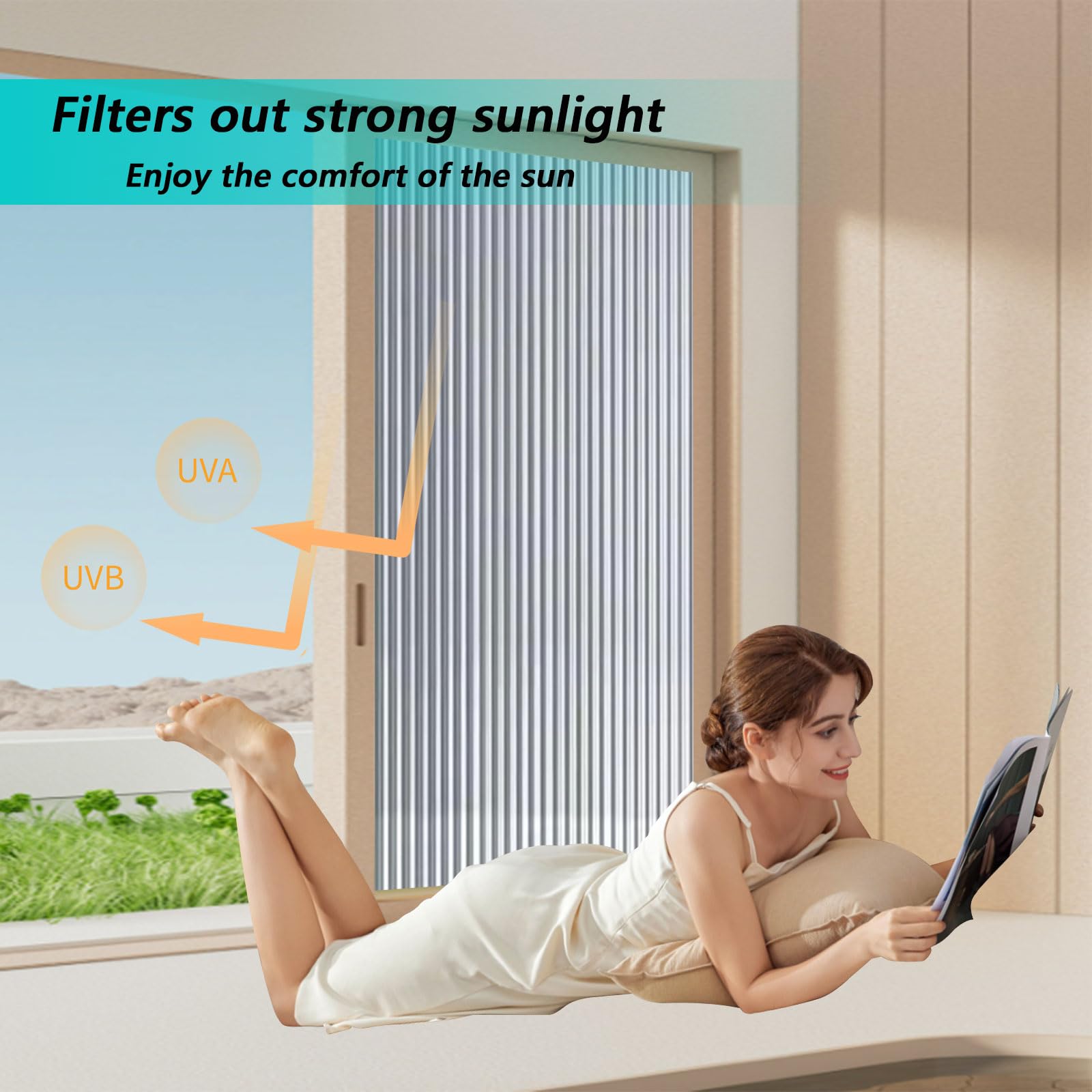 Möbel-Klebefolie Möbelfolie Selbstklebende Küchenfolie 75 x 420 cm Statisch Haftend Ohne Klebstoff Anti UV Sonnenschutz für Badezimmer, Büro, Umkleide, Changhong 2