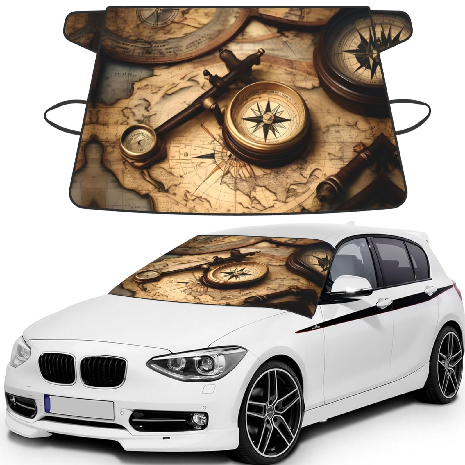Protector de escarcha para coche mapa antiguo cubiertas protectoras de hielo para invierno 8