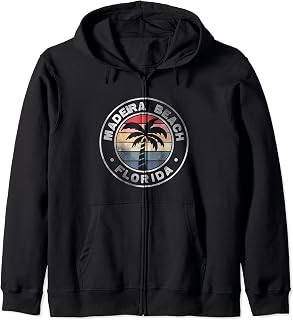 Madeira Beach Florida Sunset Palm Trees Beach Retro Zip Hoodie