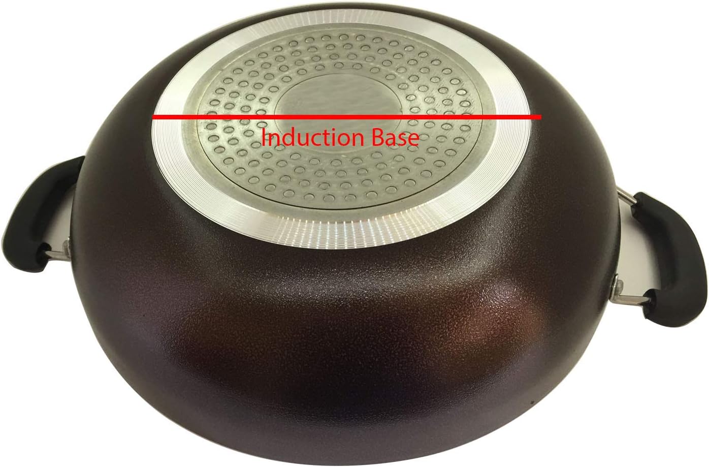 SHRIYA Kadai Nonstick Coating Frying Pan with Induction Base and Glass Lid Kadhai Karahi Deep Fry Pan Multipurpose Flat Bottom Wok Skillet Wok 2.2 Ltr Capacity