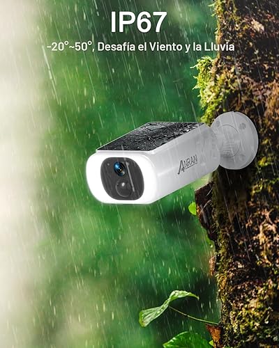 Miniatura 6 de ANRAN Cámaras de seguridad solares inalámbricas para exteriores, cámara de vigilancia WiFi 2K para exteriores para seguridad en el hogar con panel