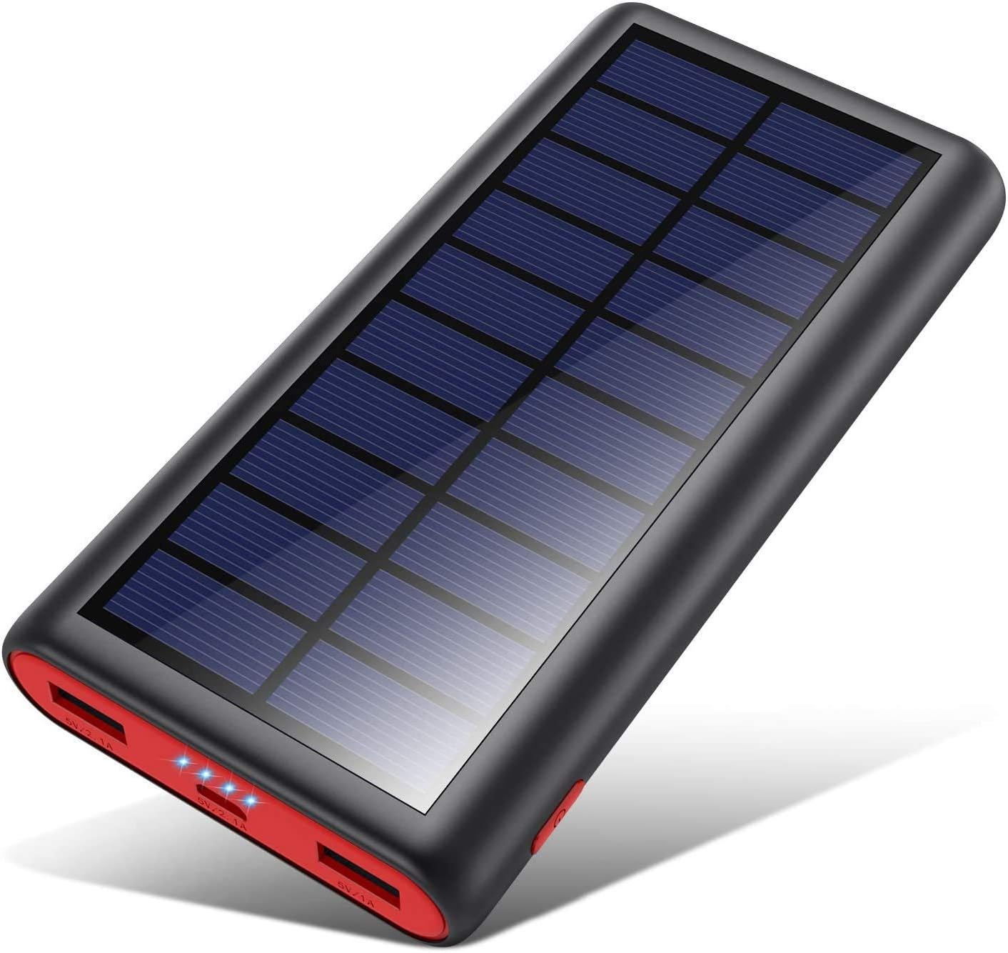 VOOE Solar Power Bank, 26800mAh Portable Charger Fast Charging External Battery Pack with Dual USB Output High Capacity Portable Phone Charger for Smart Phones Tablets and More