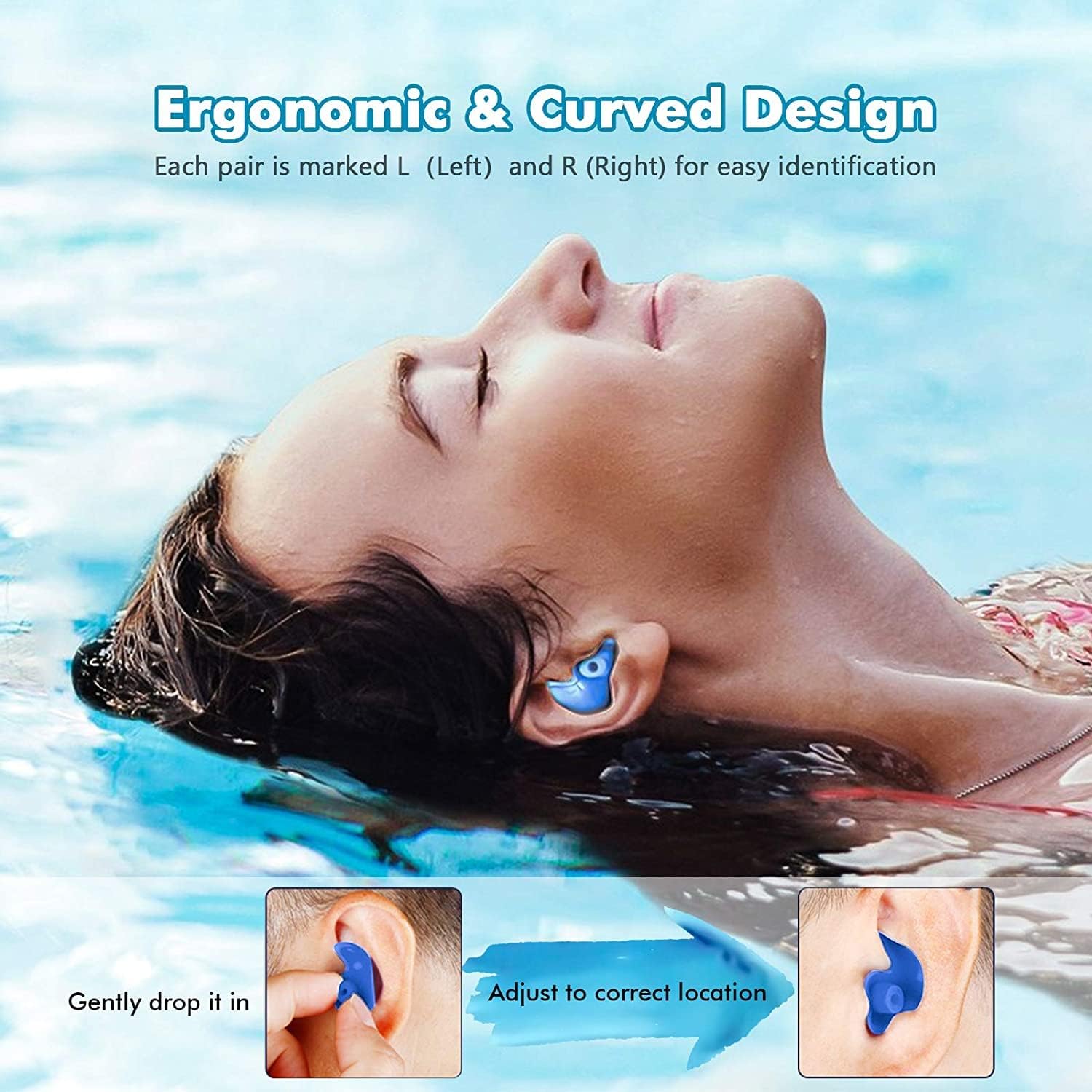 Ear Plugs for Swimming, 4-Pair Pack Swimming Earplugs for Kids Adult, Double Waterproof and Sound Hole Design Earplugs for Swimmer, Best for Showering Bathing Surfing Snorkeling : Sports & Outdoors