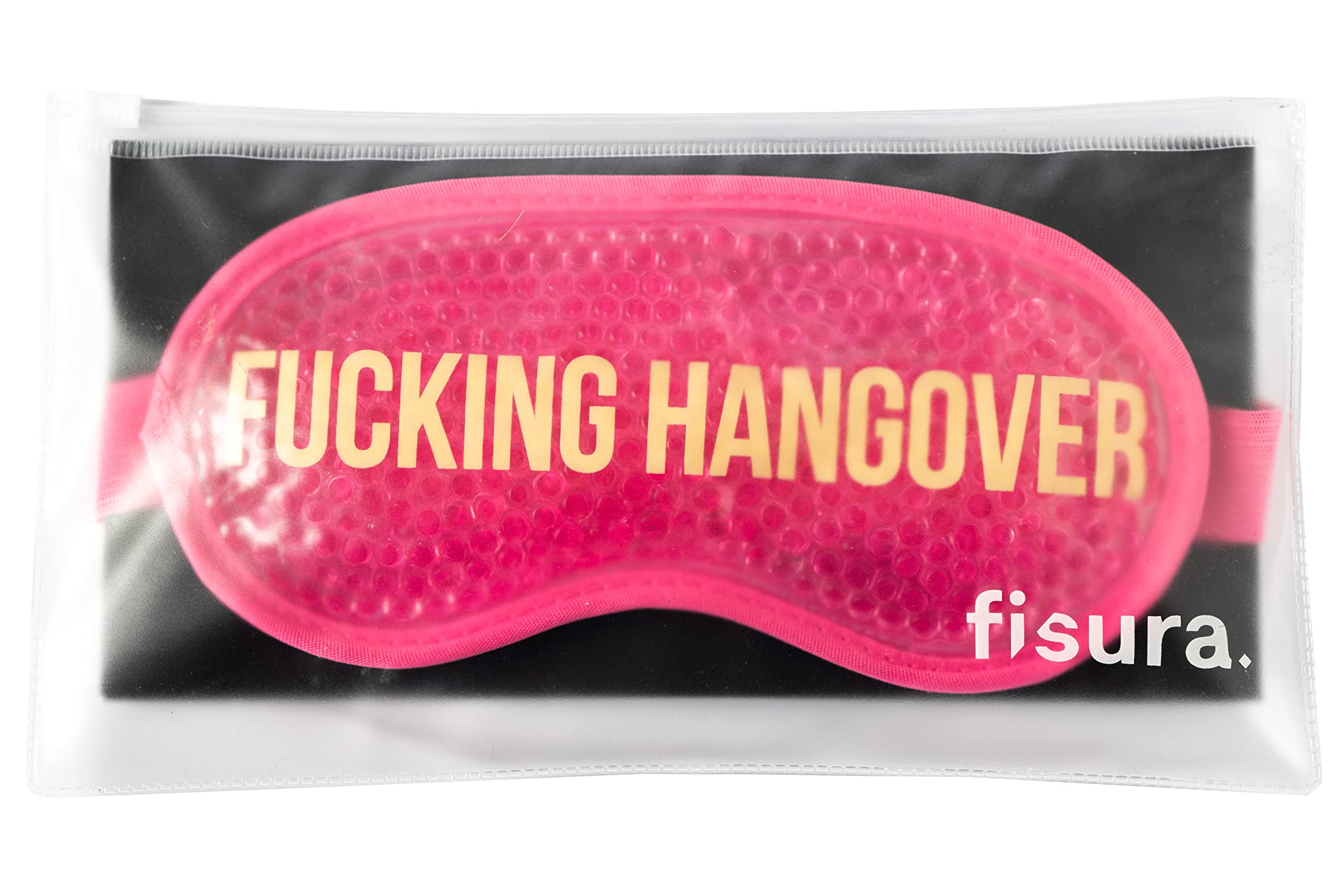 Fisura – Żelowa maska ​​na zimno "F*cking Hangover”. Zimna maska ​​dla różowych oczu. Żelowa maska ​​na opuchnięte oczy i cienie. Odświeżająca maska ​​na oczy z przesłaniem. 18,5 cm x 9 cm