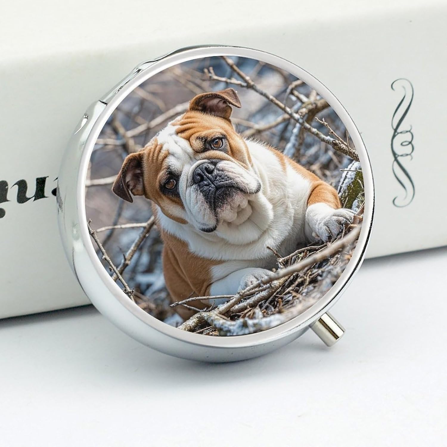 English Bulldogs Pill Case 3 Compartment Travel Pill Box image 4