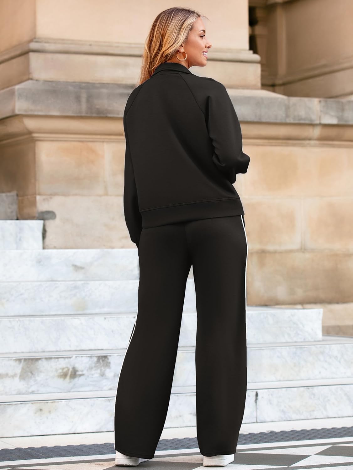 Glamaker Womens 2 Piece Sweat Sets Long Sleeve Zip Up Wide Leg Sweatsuits Travel Sets Athletic Track Suits Fall Outfits - Image 5