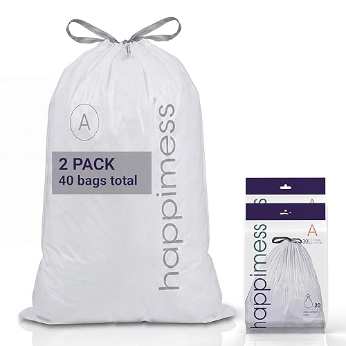 happimess Bolsas de basura con cordón de 8 galones (30 litros), sin perfume, transparentes, resistentes para cocina y hogar, ajuste personalizado,