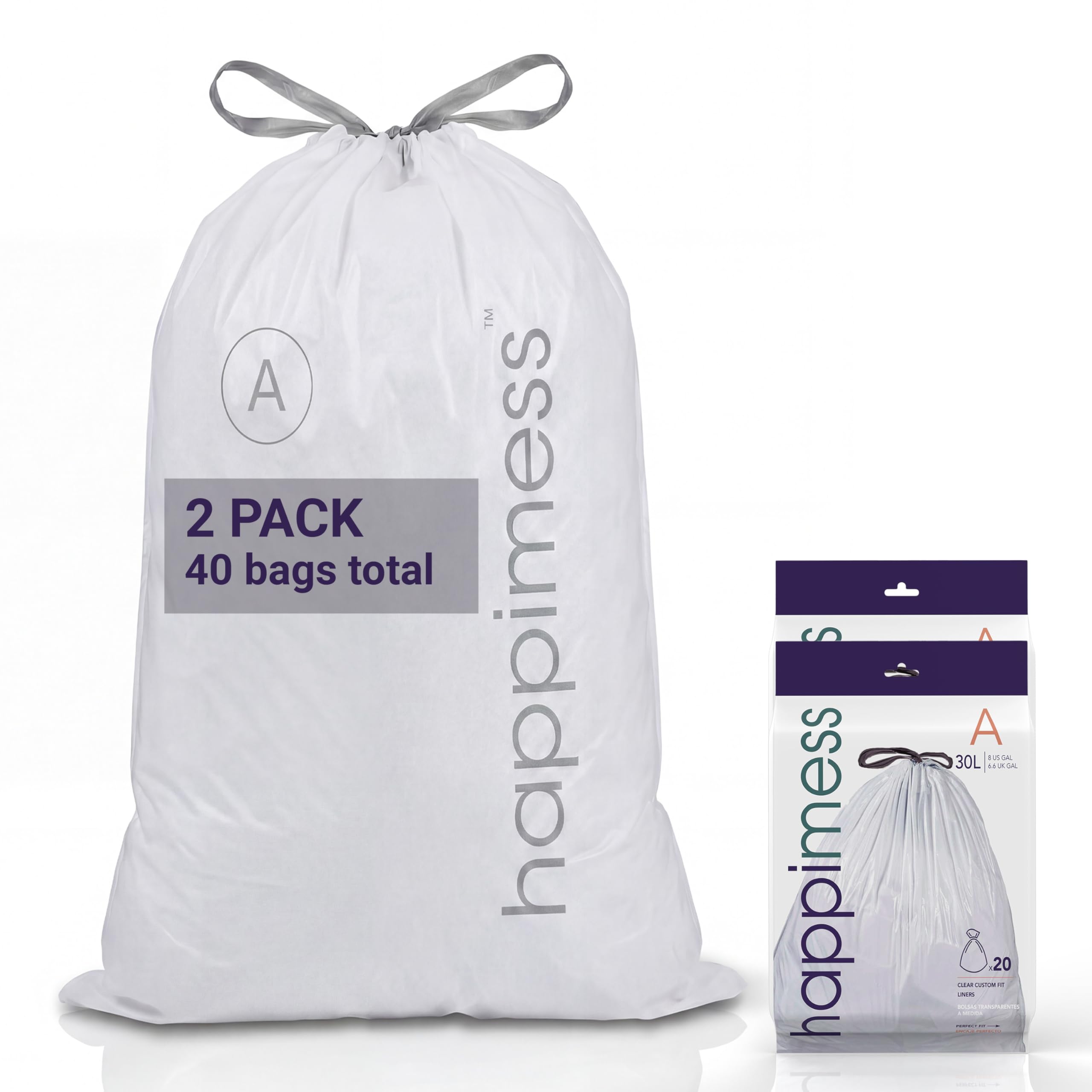 happimess Clear / 40 Count (Pack of 1) / 8.0 gallons Trash Bags