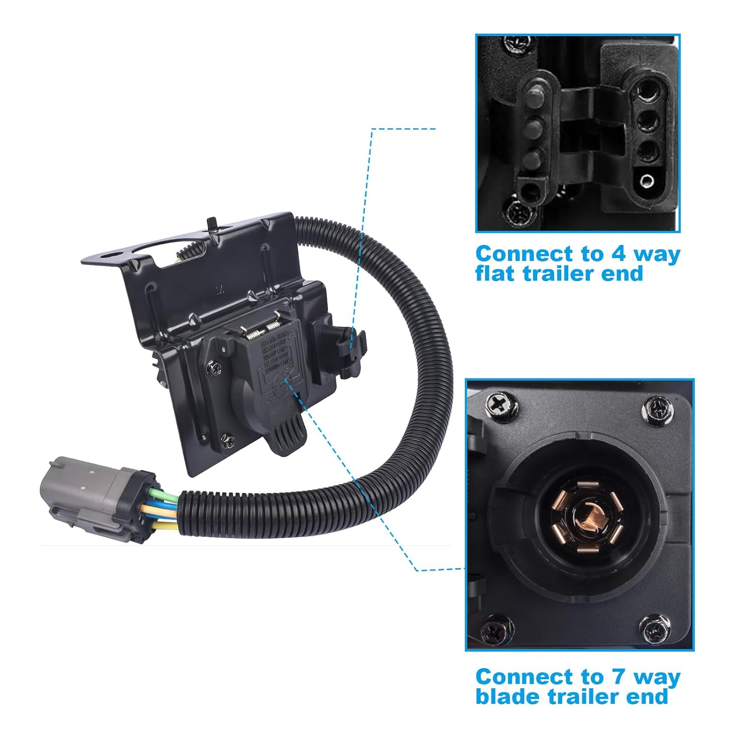 Heavy-Duty 4 & 7 Pin Trailer Wiring Harness Plug for 2002-2004 Ford F250 F350 Super Duty, Replaces 2C3Z-13A576-DA, Weatherproof Towing Hitch Connector Assembly (Direct Fit, No Splicing)
