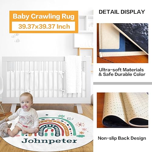 Miniatura 4 de Juego de ropa de cama personalizado para cuna de bebé, 5 piezas, diseño de bolas y arco iris, manta de bebé con nombre personalizado, sábana bajera