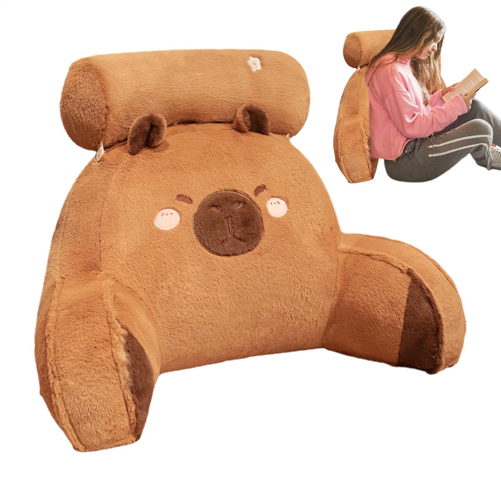 Capybaras Plüschkissen, 60 x 40 cm, PP-Baumwolle, Capybaras, Tier-Plüsch | Lesekissen, niedliches und superweiches Plüschkissen, Nackenstützkissen, Stuhlkissen, abnehmbare Nackenrolle, Sit-Up-Kissen f