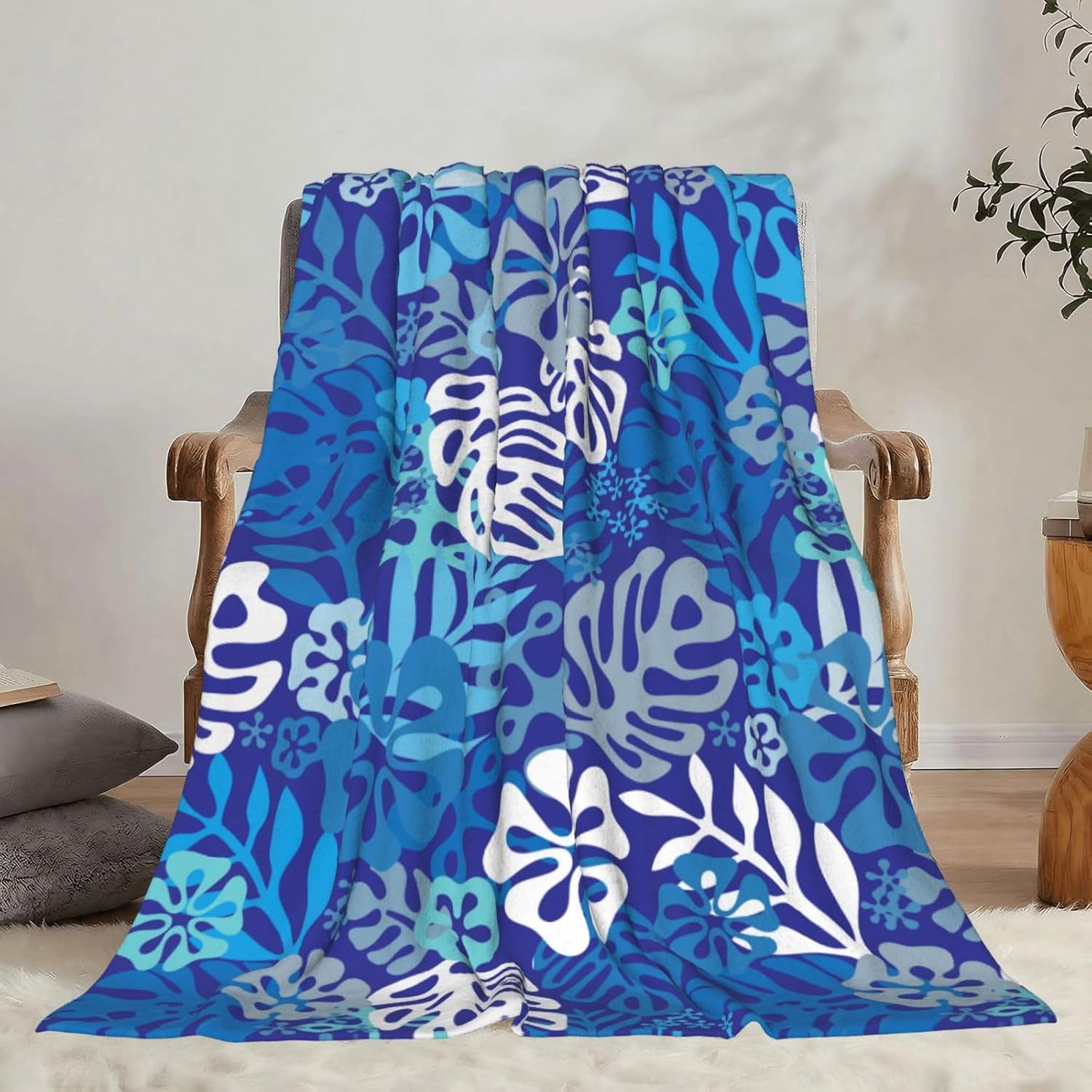 Hawaii Floral Blue Throw Blankets All Season Ultra Soft Warm Hawaiian Tropical Aloha Pattern Fleece Blanket for Home Bed Sofa Couch Chair Outdoor Travel Camping 40x30 Inch - Image 9