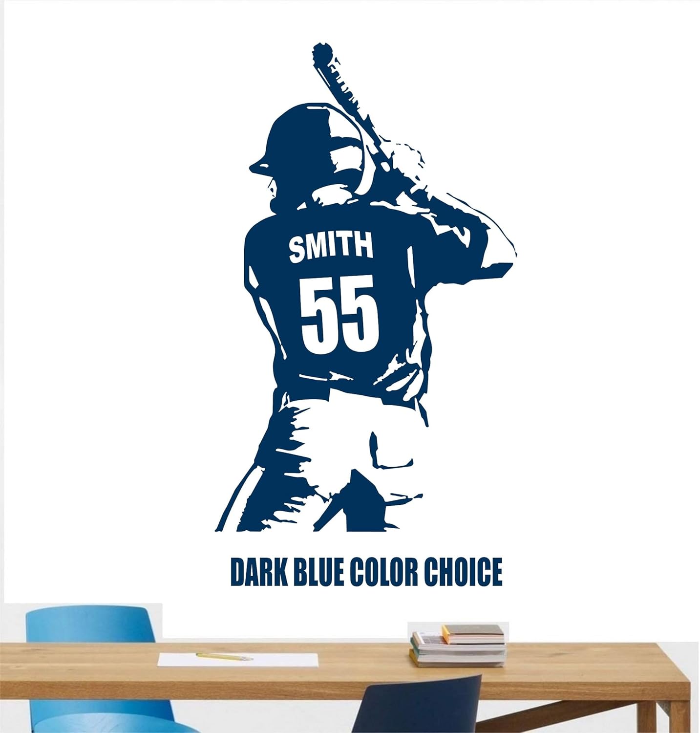 Extra Large Personalized Custom Baseball Player Wall Decal - Choose Your Name & Numbers Custom Player Jerseys Vinyl Decal Sticker Decor Kids Bedroom (29" W x 47" T)