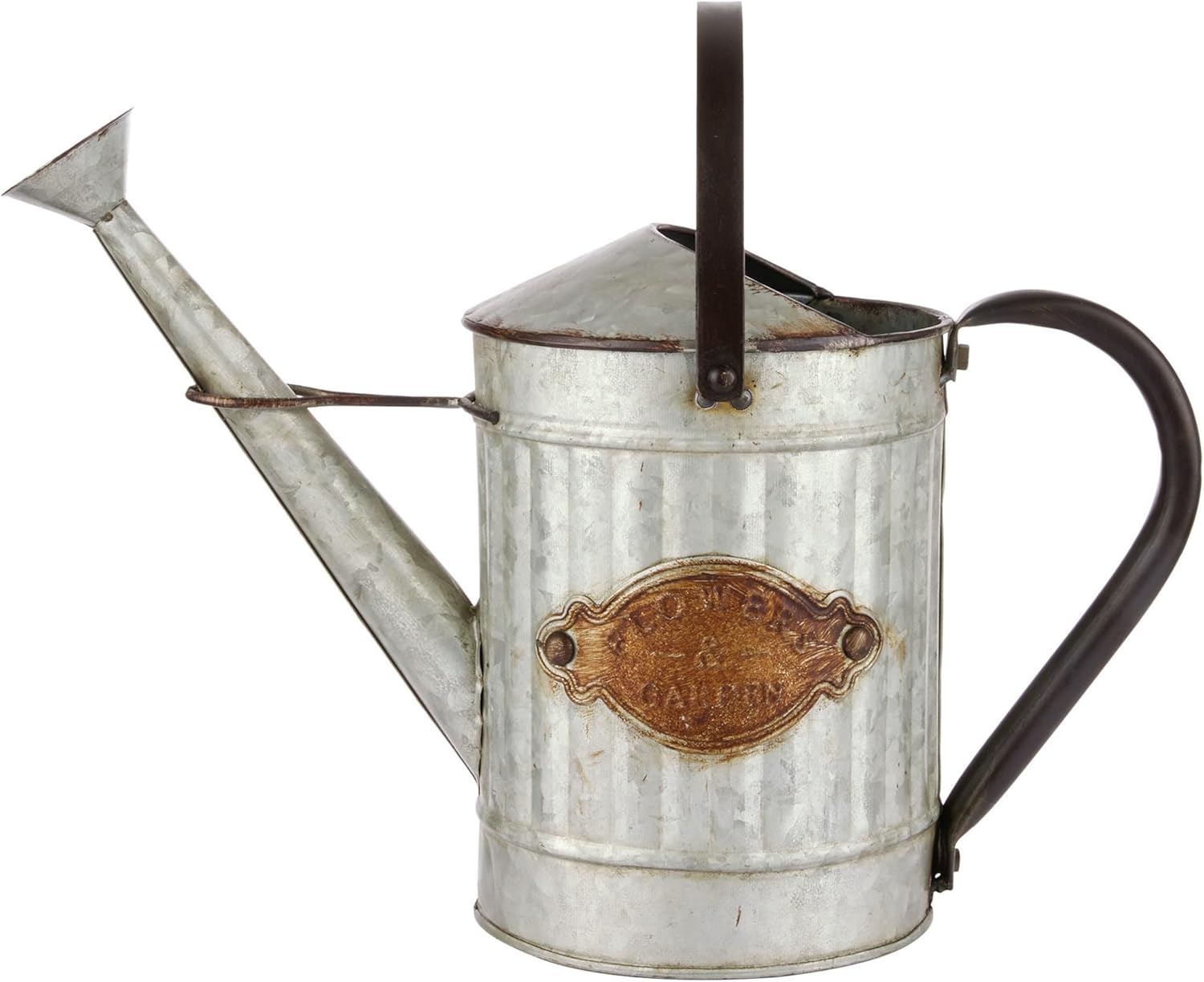 Alpine Corporation 12" Tall Vintage Style Decorative Metal Watering Can with Rustic Finish