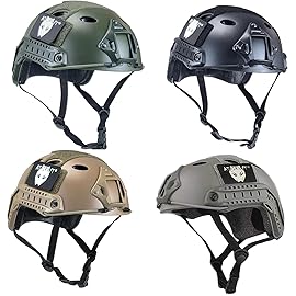 ATAIRSOFT PJ Type Tactical Airsoft Fast Helmet, Lightweight ABS with NVG Mount & Side Rails Bump Protection for Men, Women Air Soft, Paintball, CS, Caving, Hunting, Hiking and Outdoor Sports DE Tan