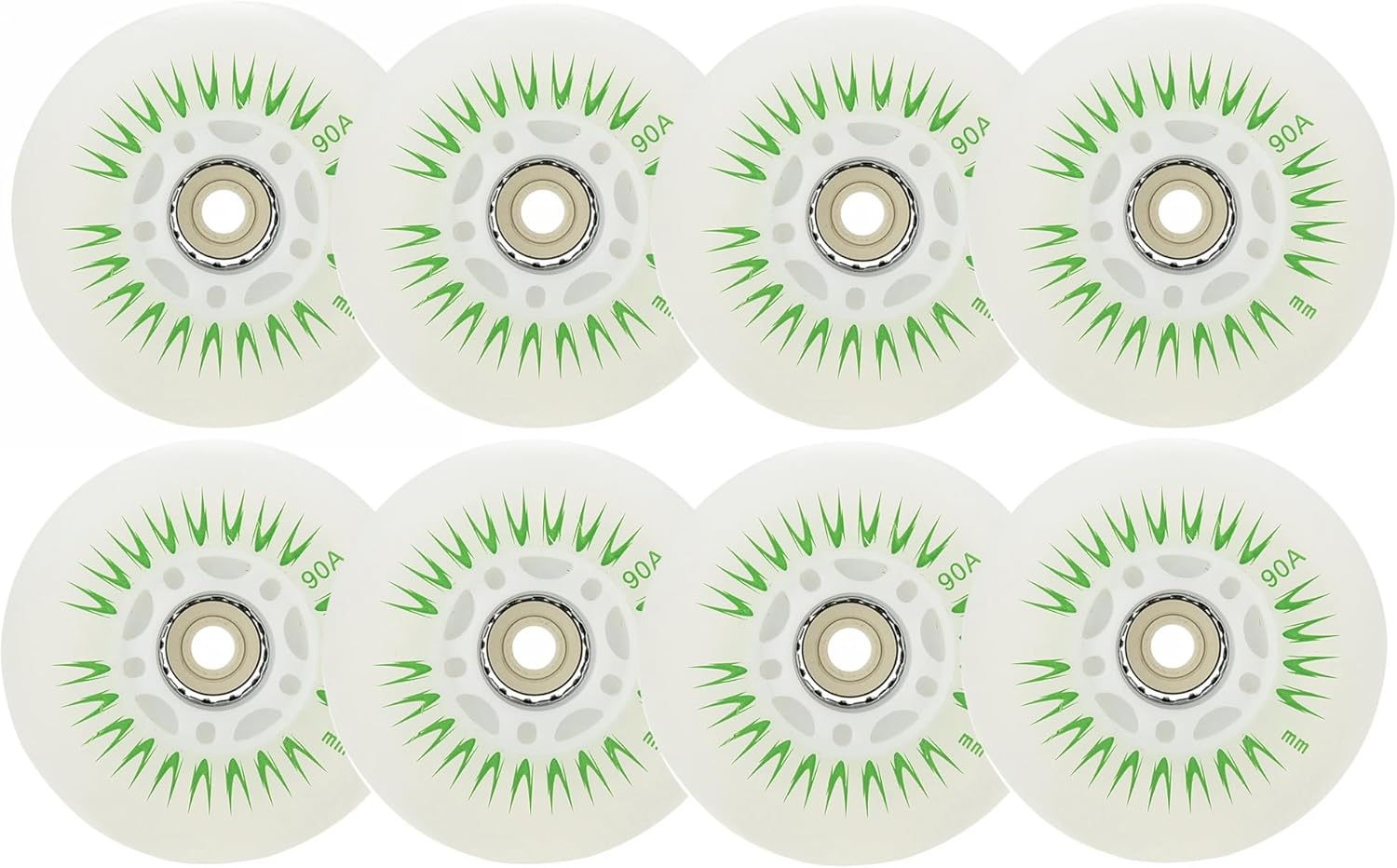 LED Inline Skate Replacement Wheels 8-Pack Light-Up Inline Skate, 90A Freestyle Brake Wheels with Bearings Core 60/62/ 68/72/ 76/ 80mm