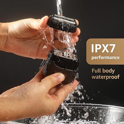 Miniatura 5 de Mini maquinilla de afeitar eléctrica para hombres afeitadoras de aluminio para hombres - Maquinilla de afeitar inalámbrica IPX7 impermeable con