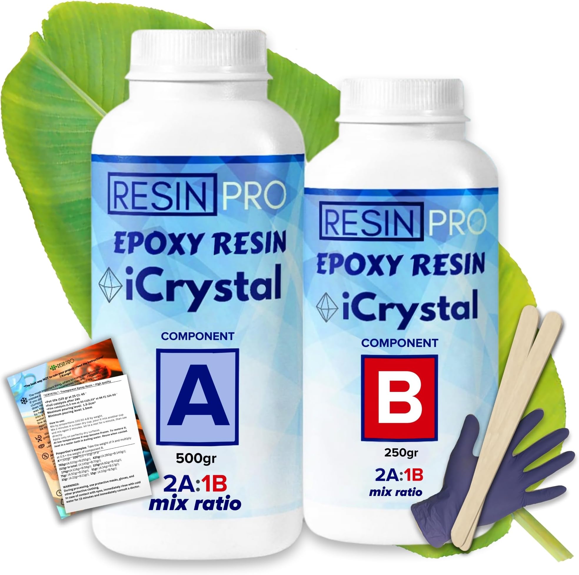Crystal Clear Epoxy Resin - 0.75kg | Fast Drying, Non-Toxic Clear Epoxy Resin & Hardener for Wood, Fabric, Glass & Paper | DIY Art, Coaster, Mould Casting, Jewellery Making & Surface Coating