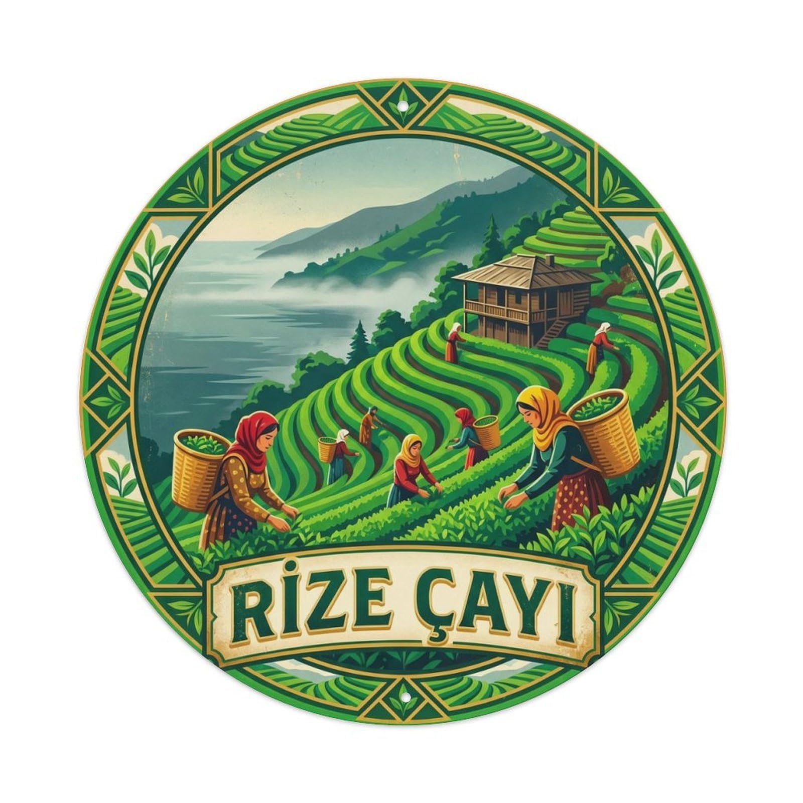 Turkish Tea Terraces Landscape Rize Cayi Travel Metal Tin Sign