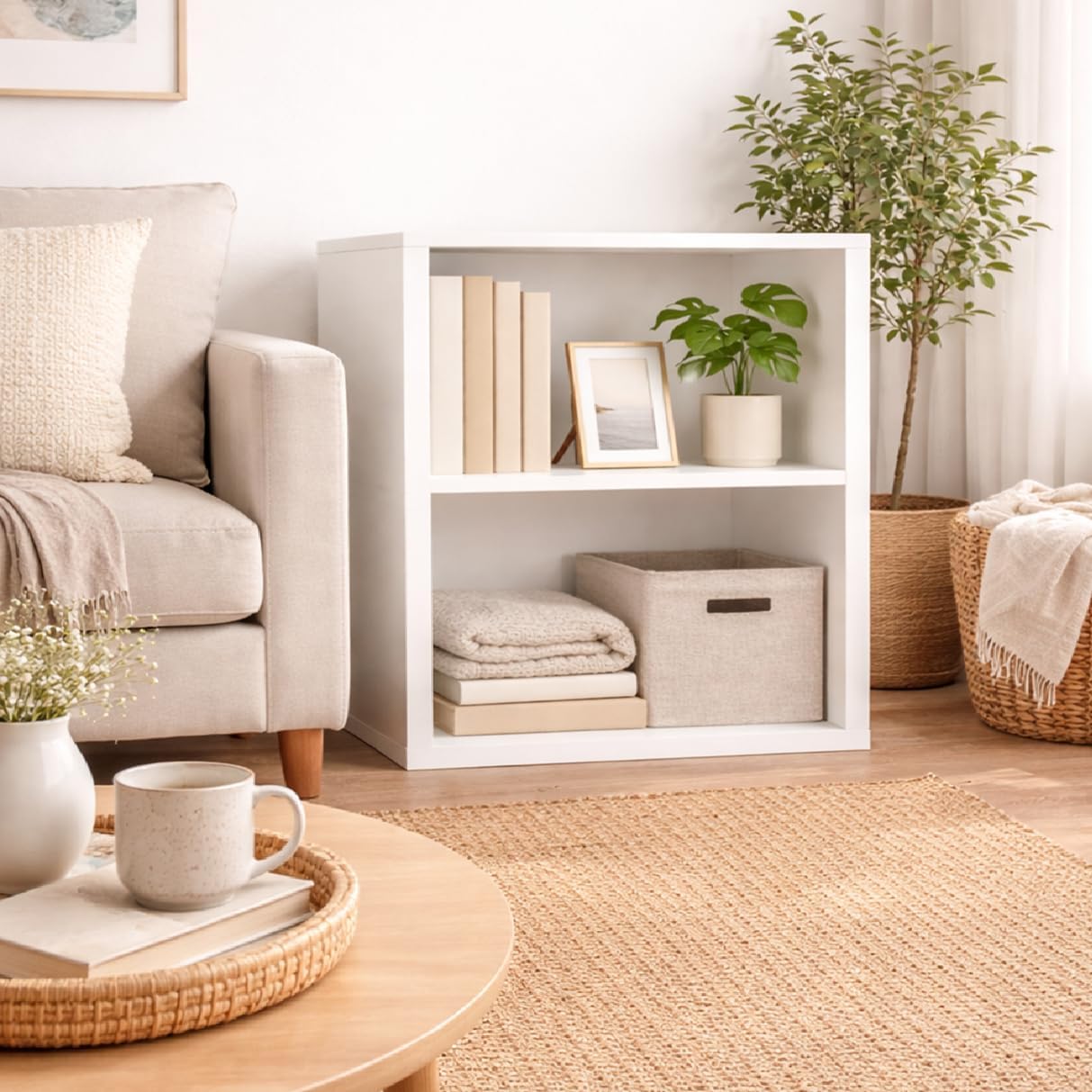 Bookcase, Bookshelf, Cube Storage Shelf, 3 Cube Storage Organizer, 3 Tier Bookshelf Small Bookcase, Wooden Book Shelf for Bedroom, Small Bookshelf for Living Room and Office (2 Tier Rectangle)