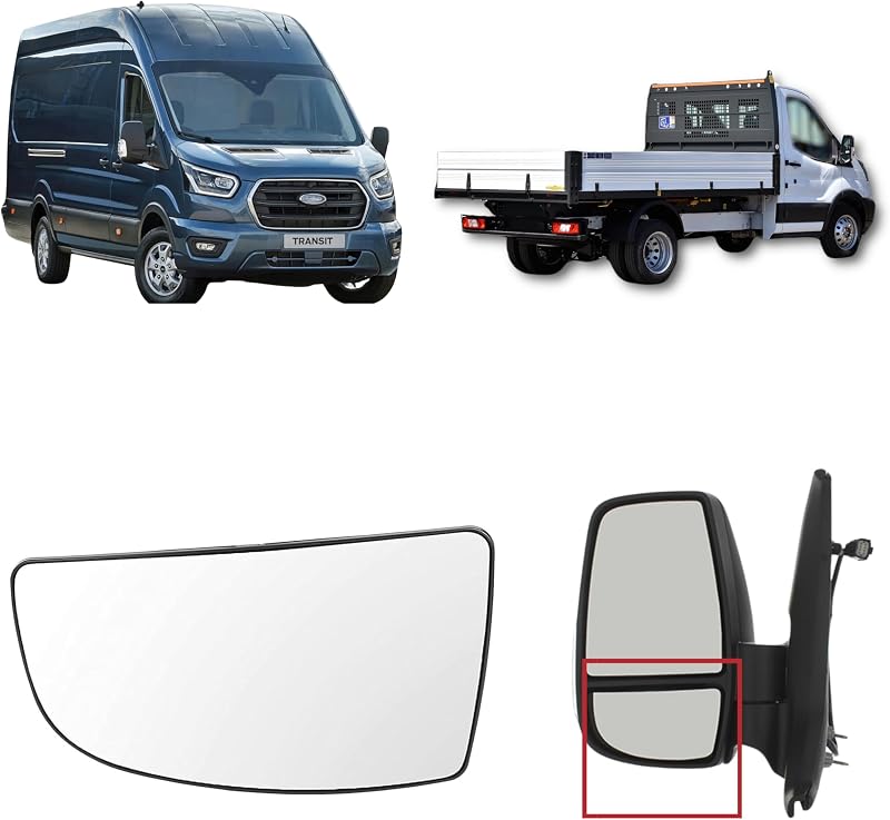 Vidro do espelho retrovisor inferior esquerdo Aligoparts para Ford Transit MK8 T150 T250 T350 2014-2025 – 1 unidade