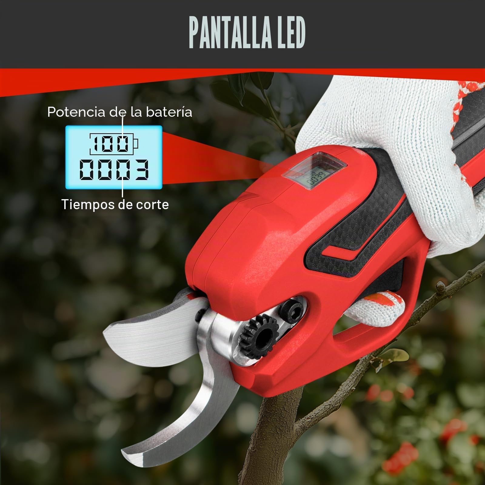 Tijeras de jardín eléctricas para batería Makita de 18V, tijeras de poda de batería de 600W profesionales con 2 baterías de 2000mAh, tijeras de jardín sin escobillas manuales con diámetro de corte de