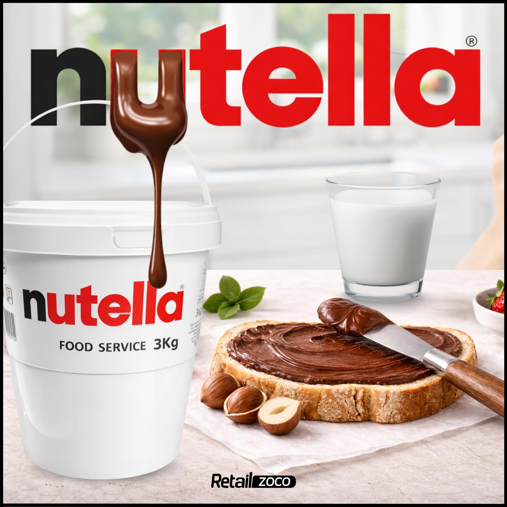 Nutella Original para untar, Crema de Cacao con Avellanas Ferrero, Tarro de Nutella, Ideal para Desayunos, Meriendas y Recetas Dulces, Hecha en Italiam, Pack ahorro, Contiene 1 botes de 3 kg