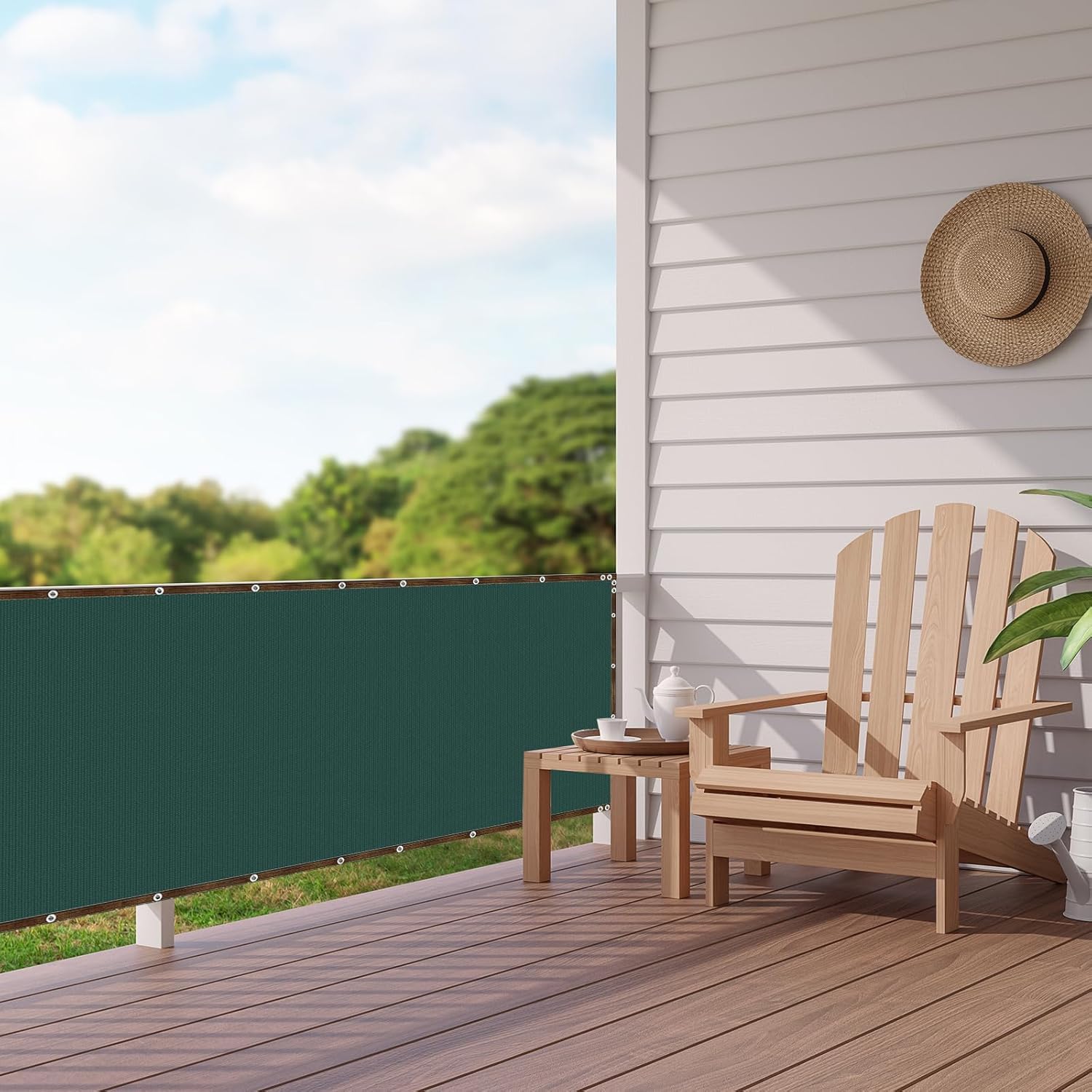 Malloom Grün Sichtschutz Zaunblende, 1,8m x 15m Zaunblende150 g/m² Schattiernetz Tennisblende, Windschutz UV-resistent Reißfest, mit Löcher und Kabelbinder für Garten, Balkon, Terrasse, Veranda