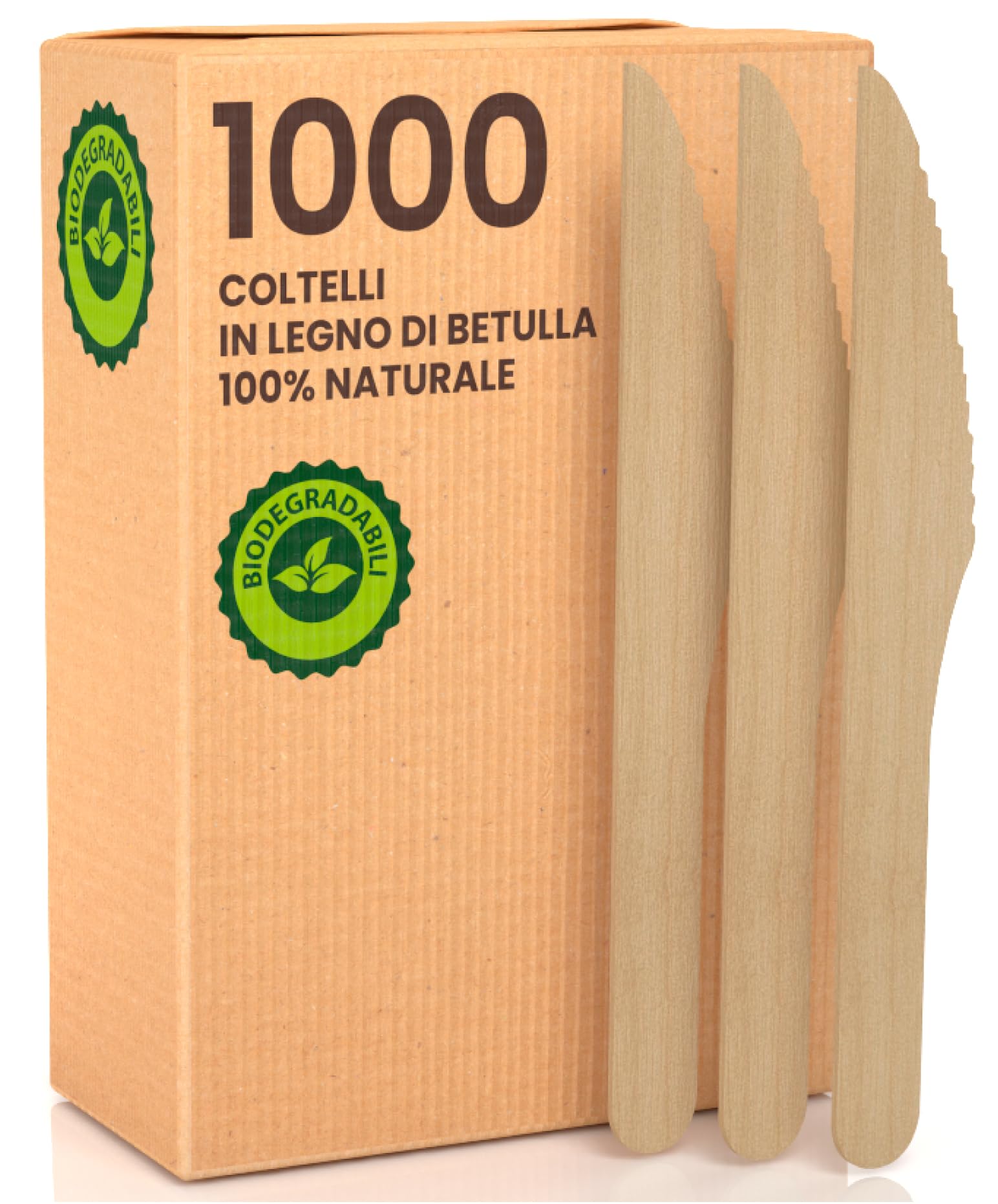 1000 Baciato Caffè Coltelli Ecologici in Legno di Betulla Monouso 100% Naturali Biodegradabili e Compostabili Posate Usa e Getta