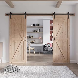 Fredbeck 30x80 inch Double Wood Sliding Barn Doors Interior with Hardware Included